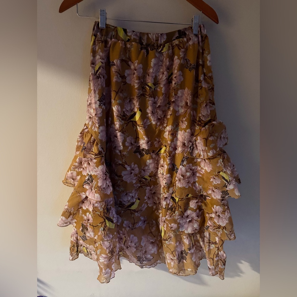 Floral Ruffle Skirt - Yellow and Pink small